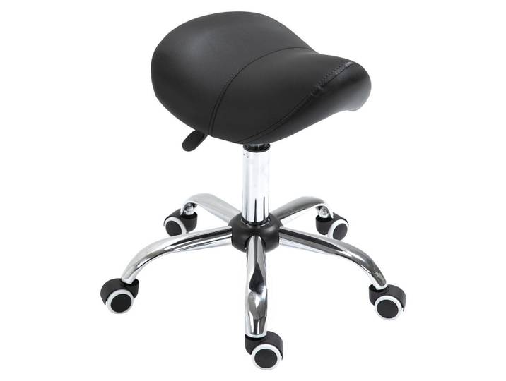 Homcom Arbeitshocker Drehstuhl Drehhocker Rollhocker Sattelhocker Hocker Schwarz, Kunststoff, 52x61x53 cm, Büromöbel, Bürostühle, Bürohocker