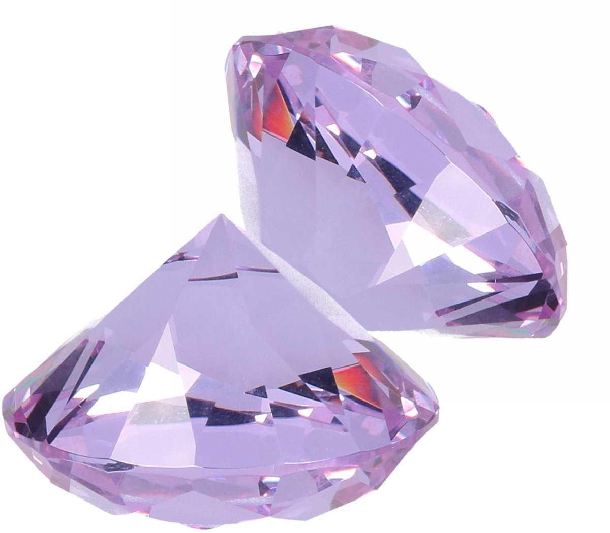 Set van 2 paarse diamantvormige nep edelstenen van glas, 5 cm