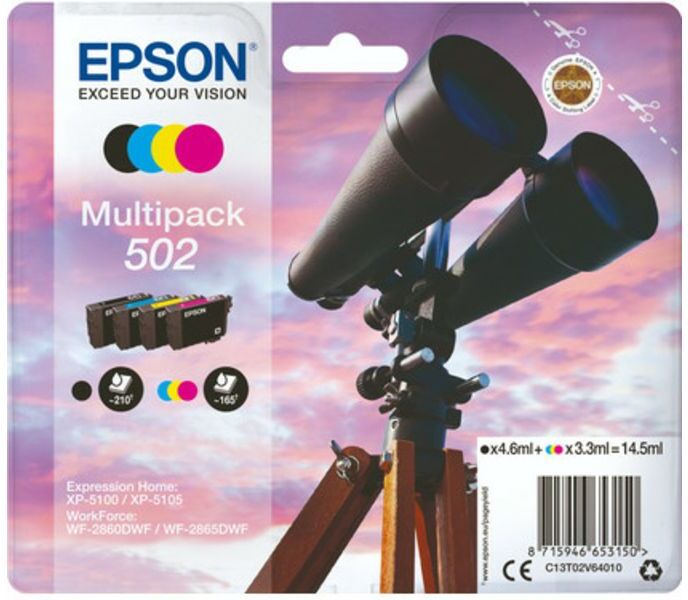Epson 502 (C13T02V64010) - 4-farbig - Druckerpatrone - Multipack