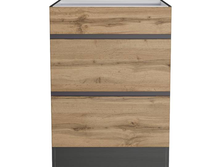 Kochfeldumbauschrank KOCHSTATION KS-Riesa , braun (wotaneiche), B:60cm H:82cm T:60cm, Holzwerkstoff, Schränke, Kochfeldumbauschrank, Breite 60 cm, MDF-Fronten