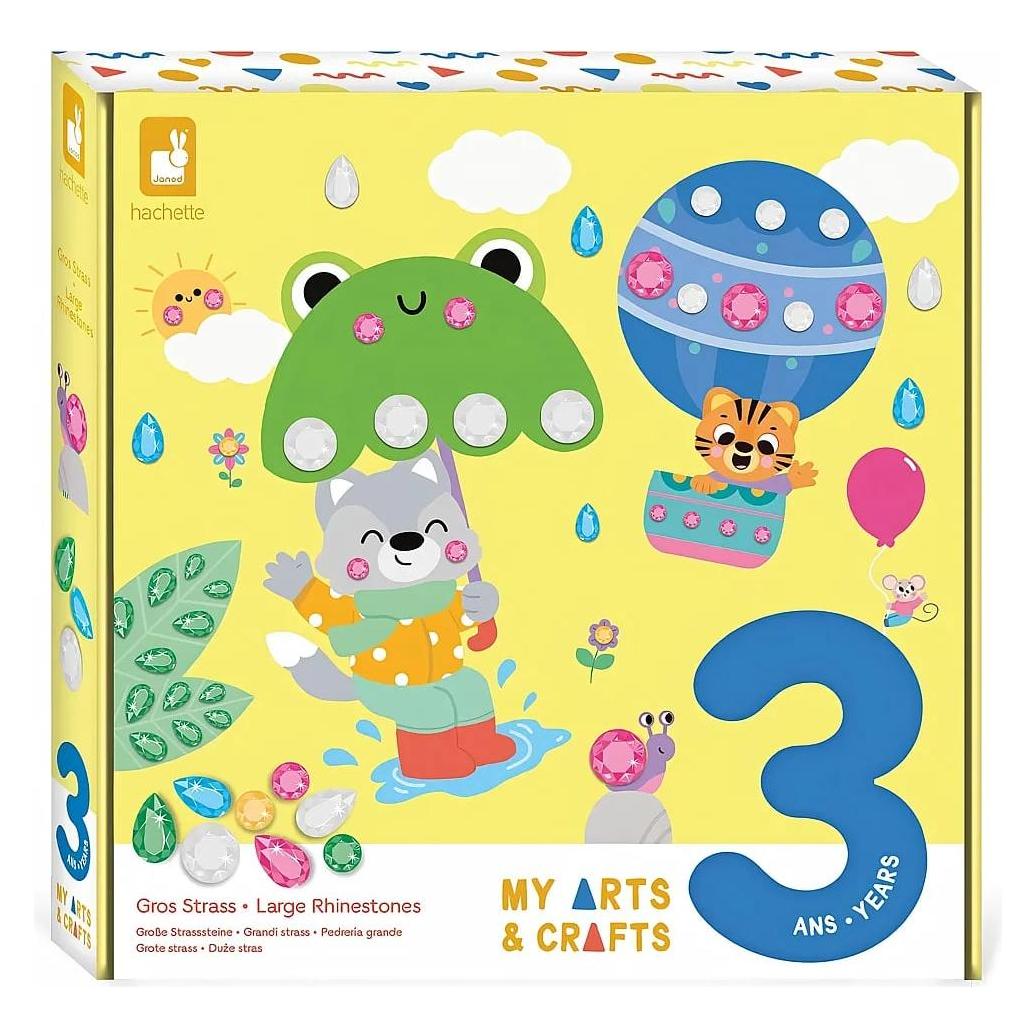 Janod My Arts & Crafts - Ab 3 Jahren - Grosse Strasssteine - 4 Bilder - Kreativset für Kinder - Förderung (J09145)