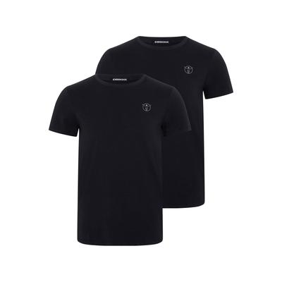 T-Shirt CHIEMSEE, Herren, Gr. L (52/54), schwarz (schwarz, schwarz), 100% Baumwolle, unifarben, slim fit, Rundhals, gerader Abschluss, Shirts T-Shirt, - im vorteilhaften Doppelpack