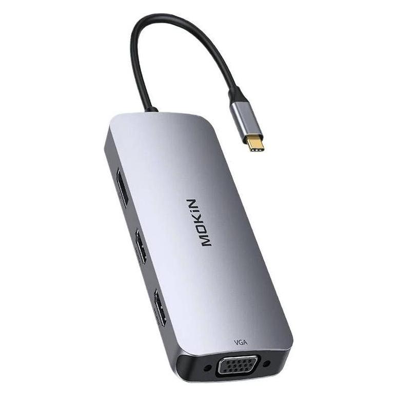 Mokin HUB 8in1 USB-C VGA+2xHDMI (silver) (USB-C) (MOUC0513)