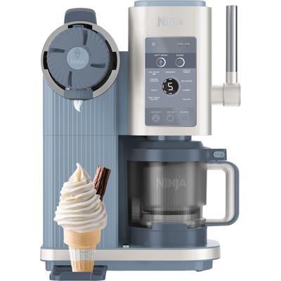 NINJA Eismaschine "Ninja CREAMi Scoop & Swirl 13-in-1 Softeis- und Eismaschine NC702EU", blau (stahlblau), B:24,5cm H:44,5cm T:33,4cm, Eismaschinen, proteinreiche Leckereien mit weniger als 150 kcal