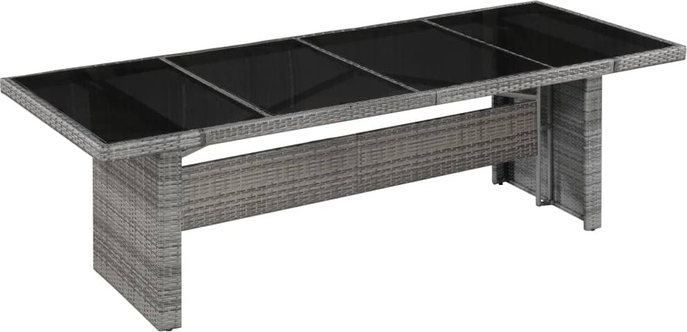 Gartentisch 240x90x74 cm Poly Rattan und Glas