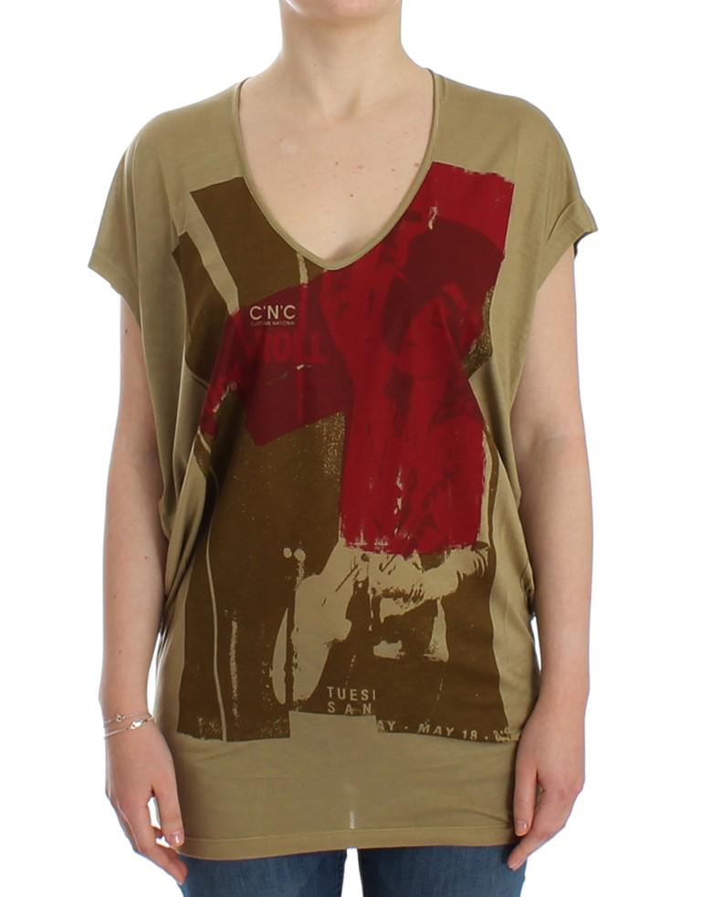 Costume National Damen grüne bedruckte Kurzarm-T-Shirt