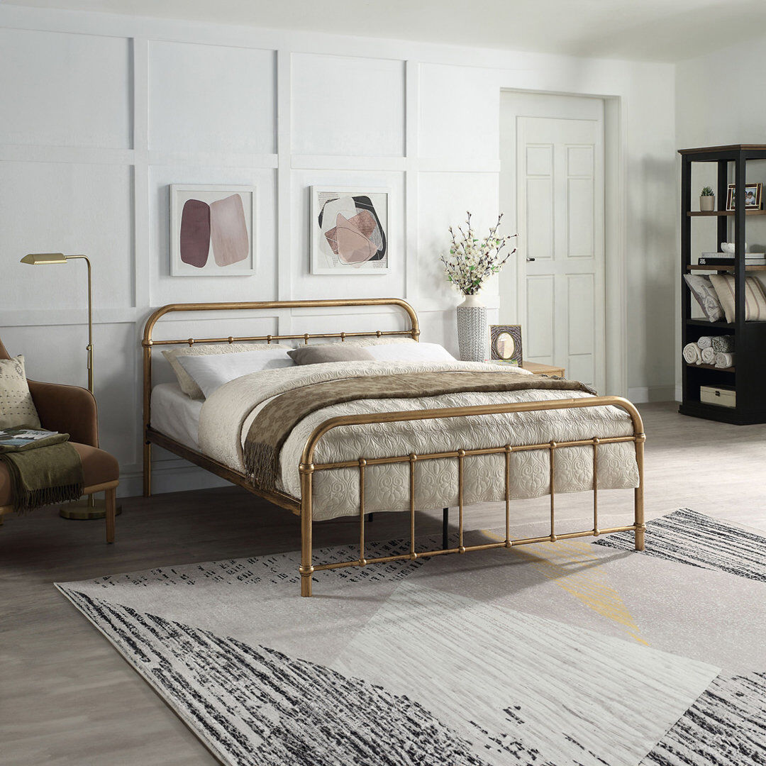 August Grove Bed Frame Brass Kingsize (5')