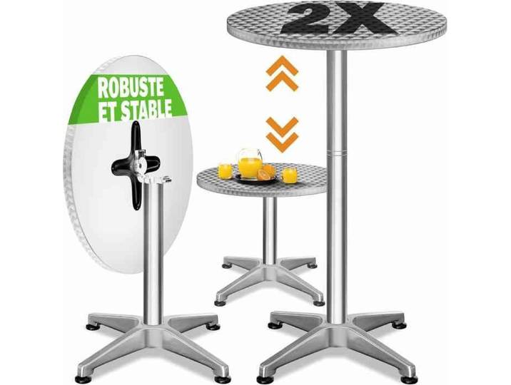 CASARIA® 2x Table haute ronde pliable bar bistrot mange debout réglable en hauteur 70/115 cm jardin terrasse réception