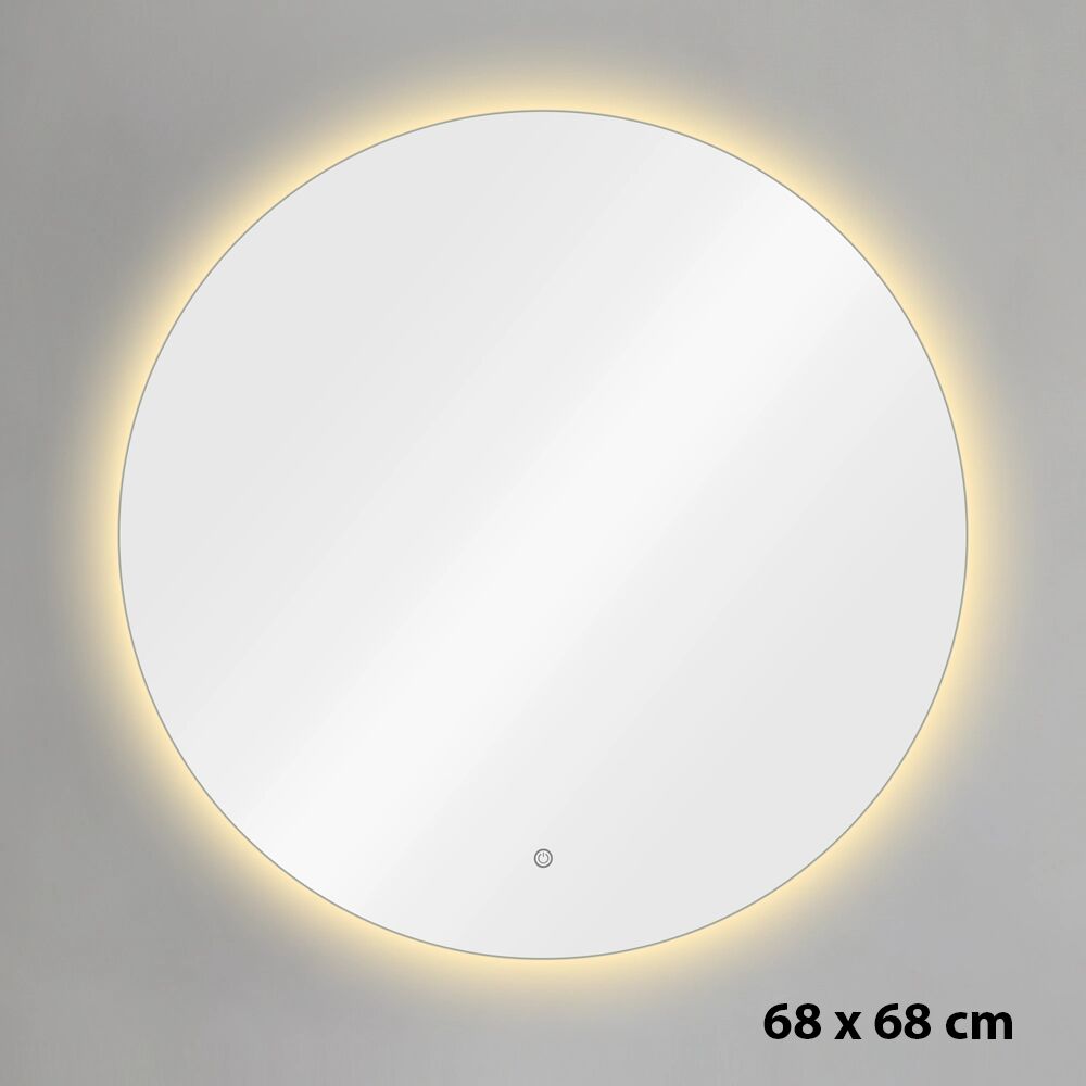 MUDI Specchio tondo specchiera led retroilluminata 68 cm