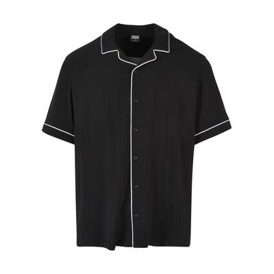 Shorts URBAN CLASSICS "Urban Classics Herren Bowling Shirt", Herren, Gr. S, US-Größen, schwarz-weiß (schwarz), 100% Viskose, unifarben, normal, Hosen Shorts