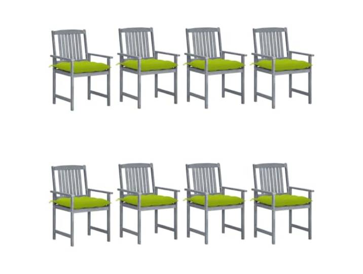 DYRJDJWIDHW Massives Akazienholz wetterbeständig 8 STK. Grau Gartenstühle mit Kissen 8 Stk. Massivholz Akazie Grau Sitzgruppe Balkon Terrasse Wetterfest Stapelbar