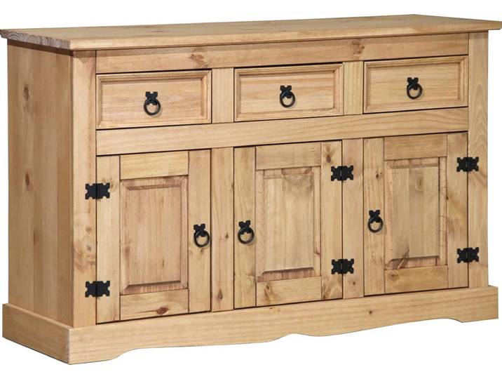 Sideboard MÖBILIA, gelb (honig), B:132cm H:84cm T:44cm, Massivholz, Sideboards, Sideboard, Kommode im mexikanischen Landhaus-Stil