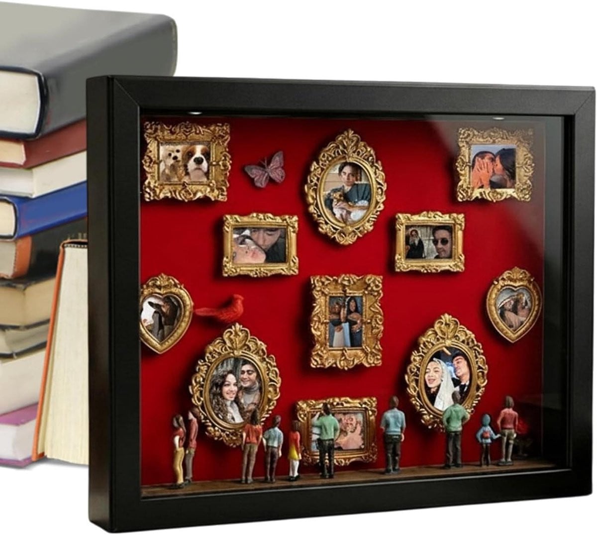 Mini Museum Box Herinneringsvitrine DIY met Verlichting - Hout met Groen - Breedte: 314 cm
