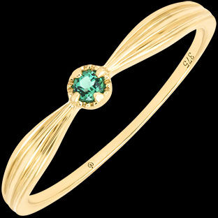 Edenly Ring Ã‰lÃ©onore â€“ 9-karÃ¤tiges Gelbgold, synthetischer Smaragd