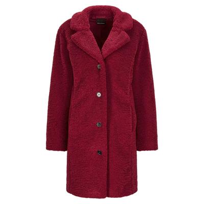 Winterjacke GOLDNER "Kuscheliger Teddymantel, Reverskragen", Damen, Gr. 42, rot (koralle), Obermaterial: 100% Polyester PES., Modisch, Jacken Winterjacke, Nahttaschen