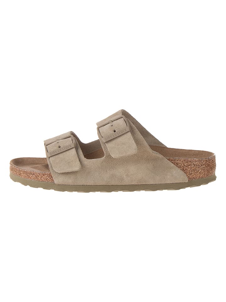 Birkenstock Leder-Pantoletten in Khaki - 39