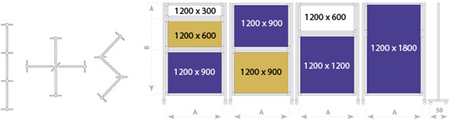 B2B Partner Doppelseitige beschriftungstafel für Paravents TM, 1200 x 1200 mm