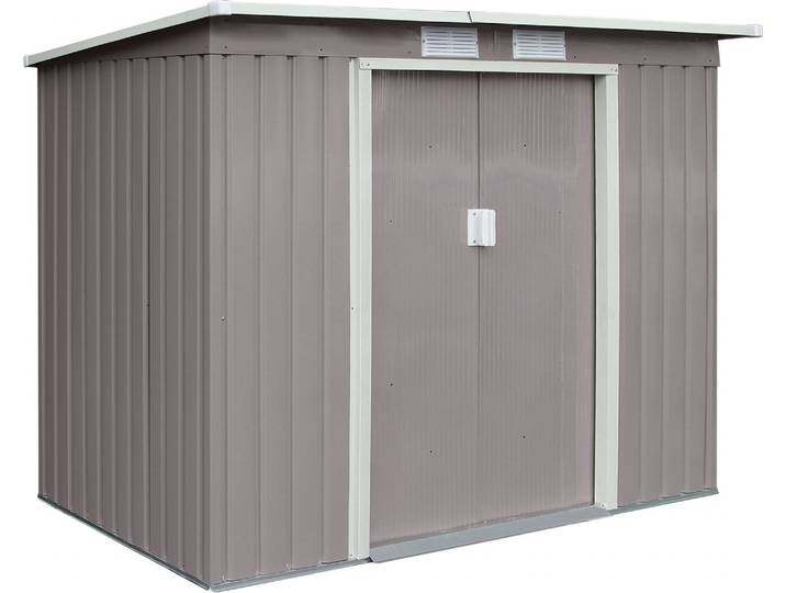 HATTORO P100 XL Metall Gerätehaus Geräteschuppen Schuppen Gartenhaus Pultdach GRAU