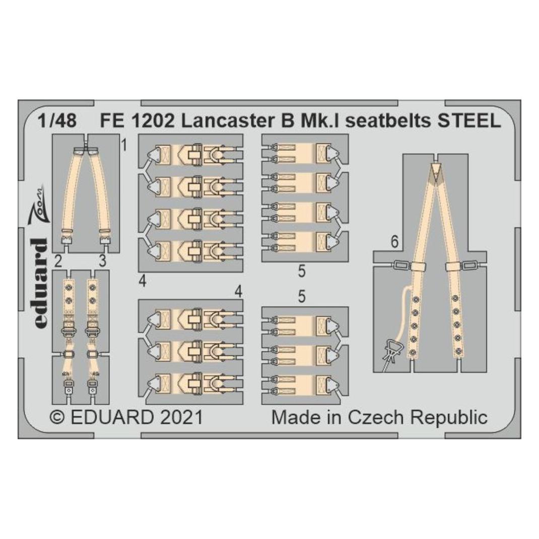 Eduard Lancaster B Mk.I seatbelts STEEL 1/48 for HKM (FE1202)