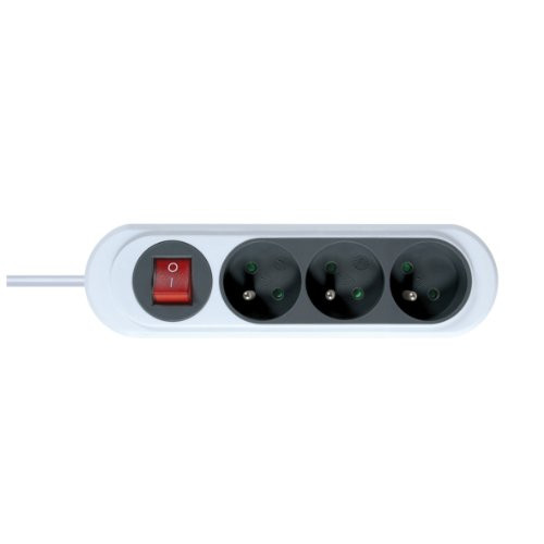 DEBFLEX NOLA-3 Verlengkabel met schakelaar, stopcontacten 2P+T 16A, 1 m, grijs antraciet