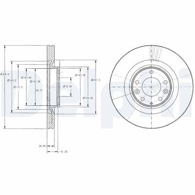 Delphi Bremsscheibe [Hersteller-Nr. BG9104] für Mazda, Ford Usa
