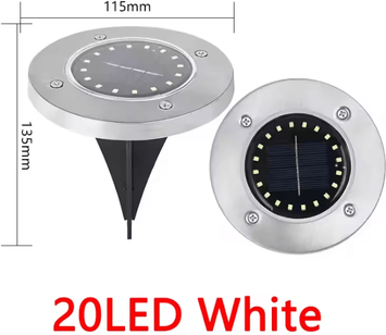 Inspire Essentials SolarGlow Outdoor Disk Lights Set 4 Pcs 20led white