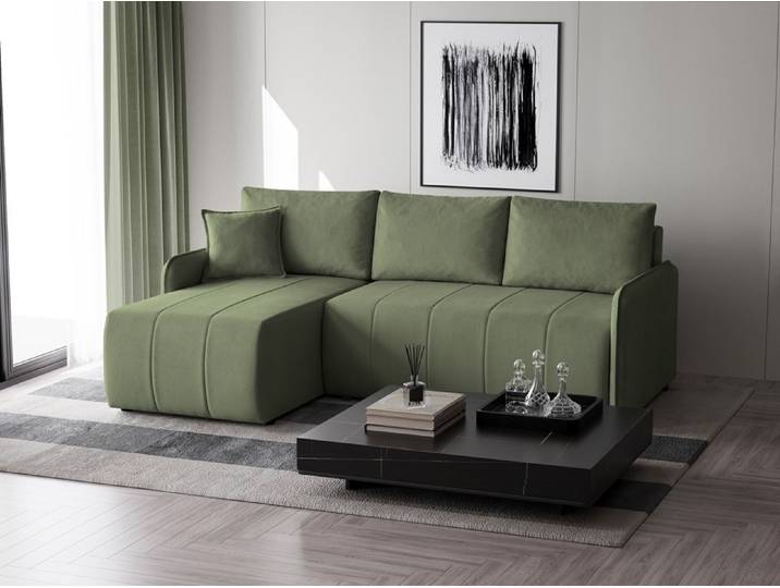 Ecksofa Capri L-Form Capri Ottomane Universal Stoff: Grün