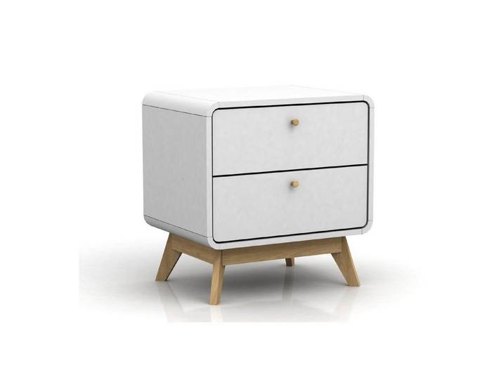 loft24 Nachtschrank Caitlin Nachttisch mit 2 Schubladen, MDF, Skandinavisches Design, modern