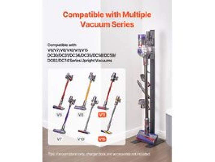 VEVOR Staubsaugerständer, kompatibel mit Dyson V6 V7 V8 V10 V11 V15, stabiler Staubsaugerständerhalter mit 6 Haken für Dyson DC30 DC31 DC34 DC35 DC58 DC59 DC62 D74 kabellose Staubsauger und Zubehör