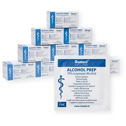 Romed Alkoholtupfer 65 x 30 mm, 2-lagig, Spar-Set 5 x 100 Stück, hygienisch eingesiegelt 10 Sets = 10 x 5 x 100 Stück
