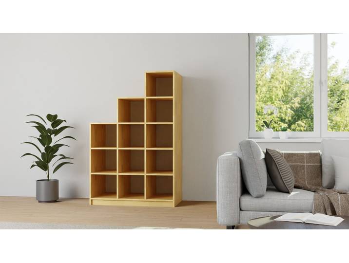 60 cm tiefes Stufenregal nach Maß Buche Natur geölt