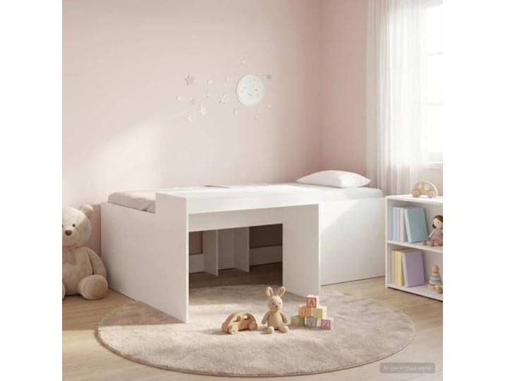 RJPLMFV Hochbett für Kinder, Büro, Weiß, Holz, Technik Handgefertigtes Eichen-Finish, robuste Latten, einfache Montage, ohne Matratze