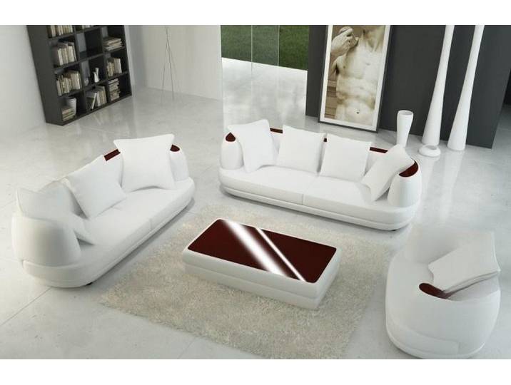 Xlmoebel Polstergarnitur Ledersofa in Weiß mit USB-Anschluss und mittelfester Polsterung, (Garnitur, 3-tlg., Ledersofa weiß), Made in Europa