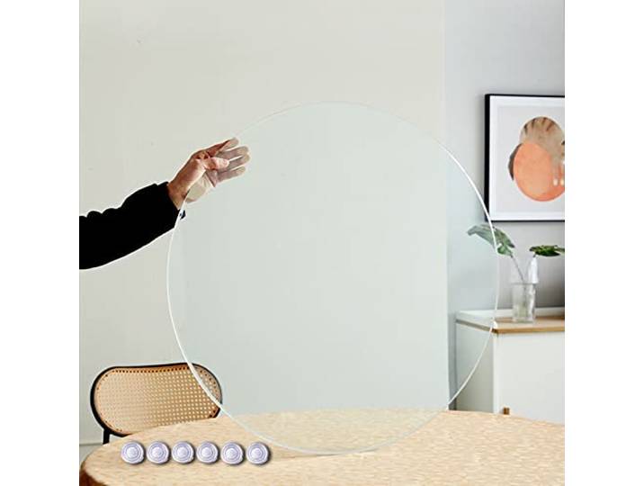 WORDFUN Runde Glasplatte, 45cm 55cm 65cm 75cm Rund Tischplatte Aus GehärtetemGlas, Glasplatte Ersatzteil Ersatztischplatte, Sicherheitsglas Glasscheibe, Glastischplatten Für Couchtische