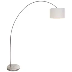 Bogenstehleuchte Bogenleuchte Stehlampe Textil weiß silber Wohnzimmer H 170 cm
