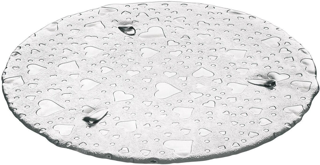 Tortenplatte LEONARDO "Tortenplatte Herz Transpar", transparent, H:1,5cm Ø:34cm, Glas, Servierplatten, Tortenplatte transparent Ø 34cm