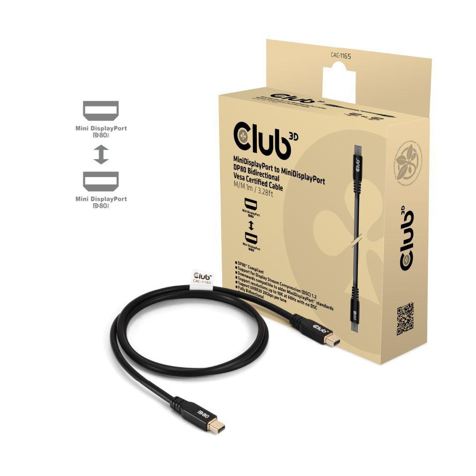 Club3D Club 3D MiniDP 2.1 zu MiniDP 80 Bidirectionel Vesa zertifiziert St./St. 1m schwarz CAC-1165