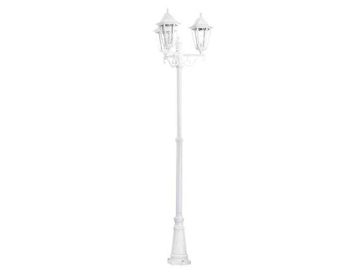 Eglo Lampadaire parisien Navedo à 3 têtes\, luminaire extérieur sur pied lanterne\, lampe de jardin et de chemin en fonte d’aluminium blanc et verre\, douille E27\, h 220 cm\, IP44