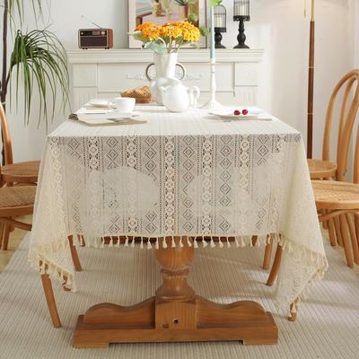Enova Home High Quality Washable Rectangle Lace tablecloths, Wrinkle Resistant Washable Dining Room Table linen for Rectangle Tables