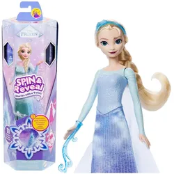 Mattel JBG59 - Disney Frozen - Spin & Reveal - Puppe mit 10 Überraschungen und Mode-Accessoires, Elsa