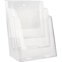 Prospekthalter, für Inhalt DIN A4, 3 Fächer, Hochformat, Polystyrol, transparent, PS