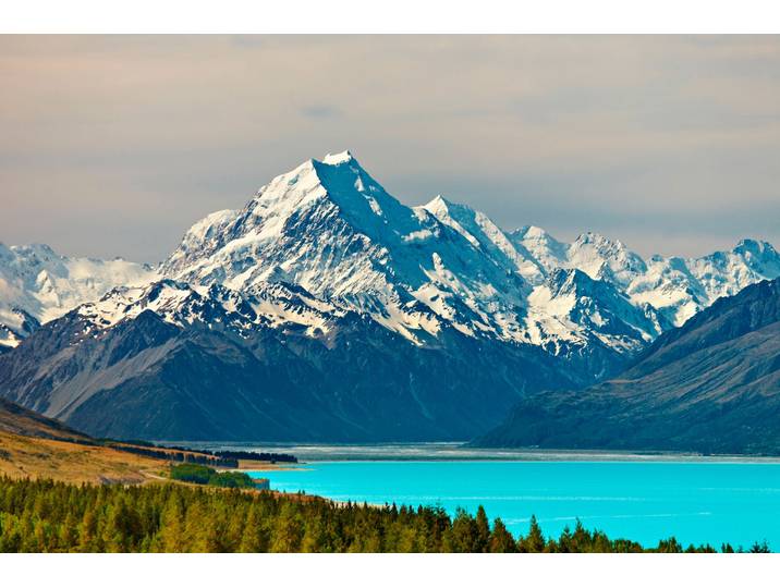 Fototapete PAPERMOON Mount Cook and Pukaki Lake , bunt, B:2,5m L:1,86m, Vlies, Tapeten, Fototapete