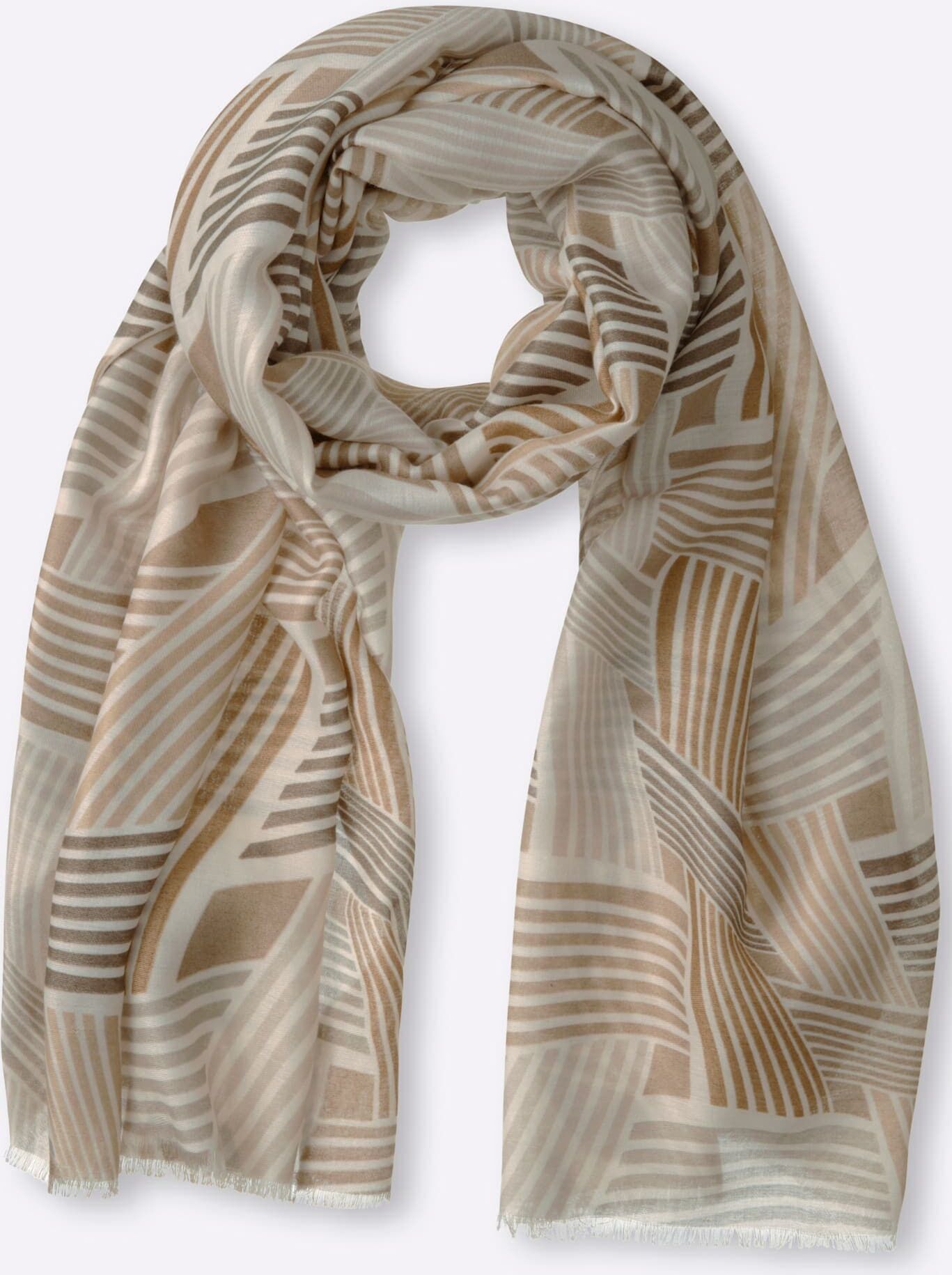 Modeschal HEINE, Damen, beige, Viskose, gemustert, Modetücher Modeschal beige Einheitsgröße