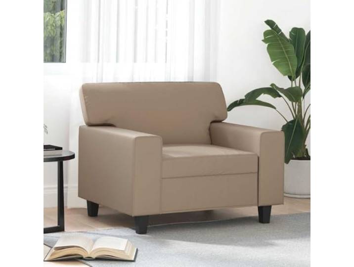 HEFZGDB Cappuccino-Brauner Sessel aus strapazierfähigem Kunstleder mit Metallgestell, 60 cm Sitzbreite, gepolsterte Sitzfläche und Rückenkissen für Komfortables Entspannen,