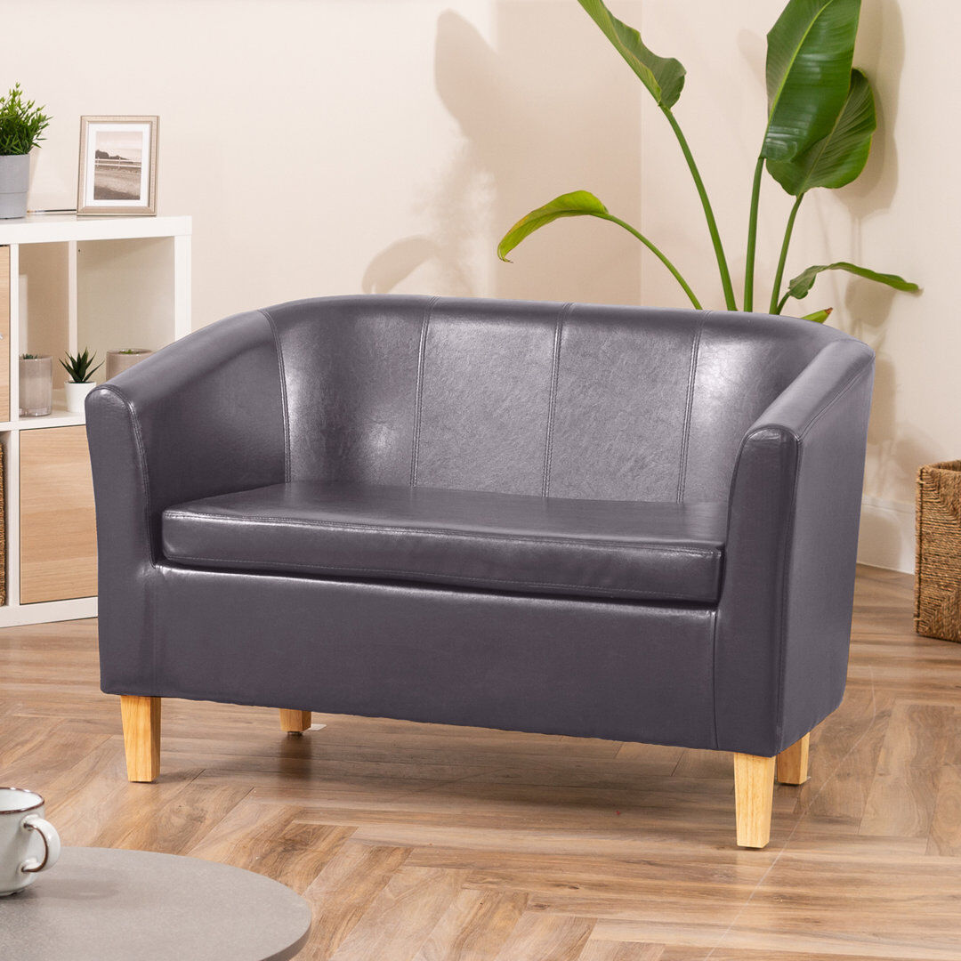 17 Stories Laci-Mai 2 Seater Faux Leather Sofa Grey 72cm H X 112cm W X 67cm D