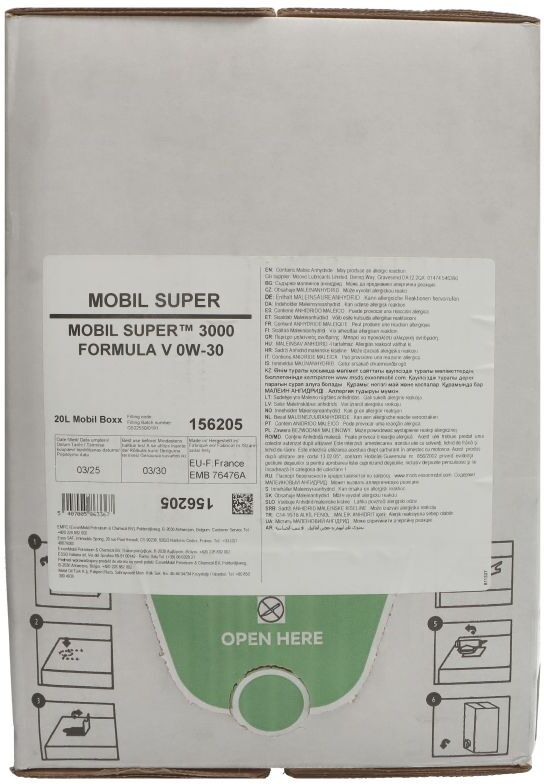 Motoröl MOBIL 156205 Super 3000 Formula V 0W30 20L