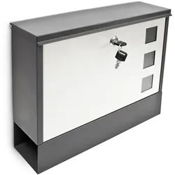 Relaxdays Briefkasten zweifarbig Farbauswahl Weiß,Schwarz,Silber