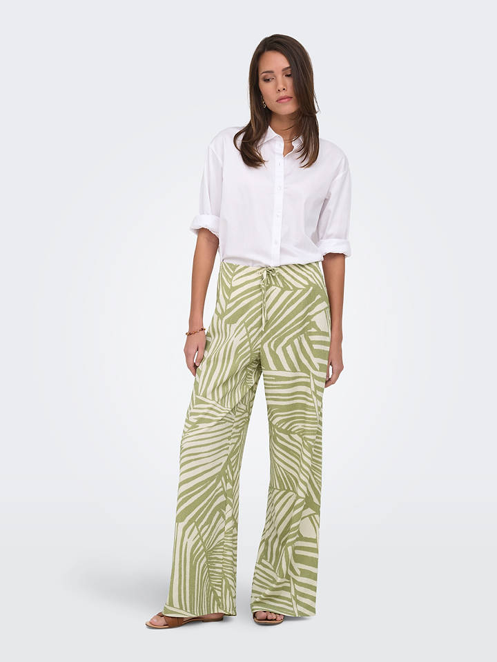 JDY Hose "Debbie" in Grün/ Beige - S/L32