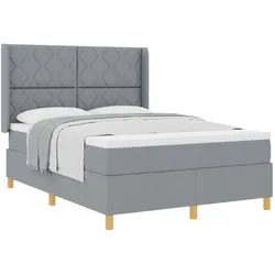 vidaXL, Boxspringbett, Boxspringbett Mit Matratze Stoff Hellgrau (140 x 190 cm)