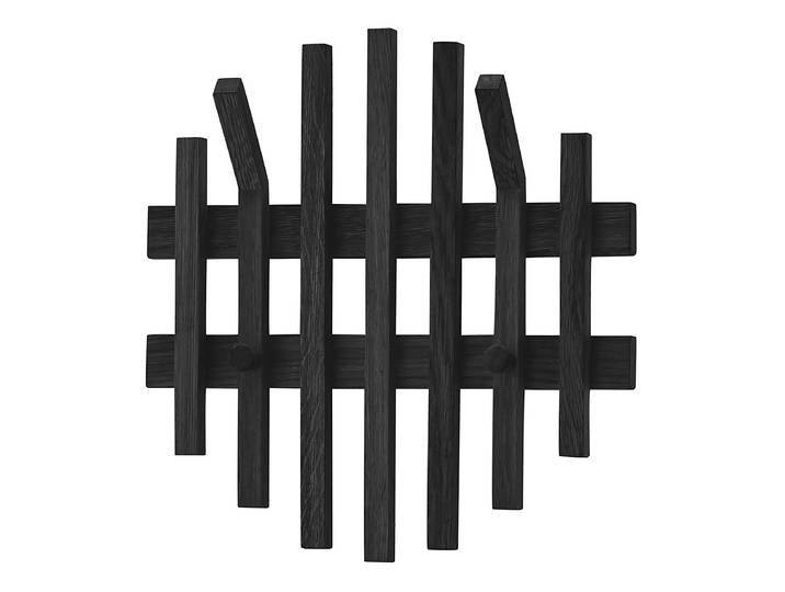Porte-manteau rond type D 38cm Noir/Chêne noir